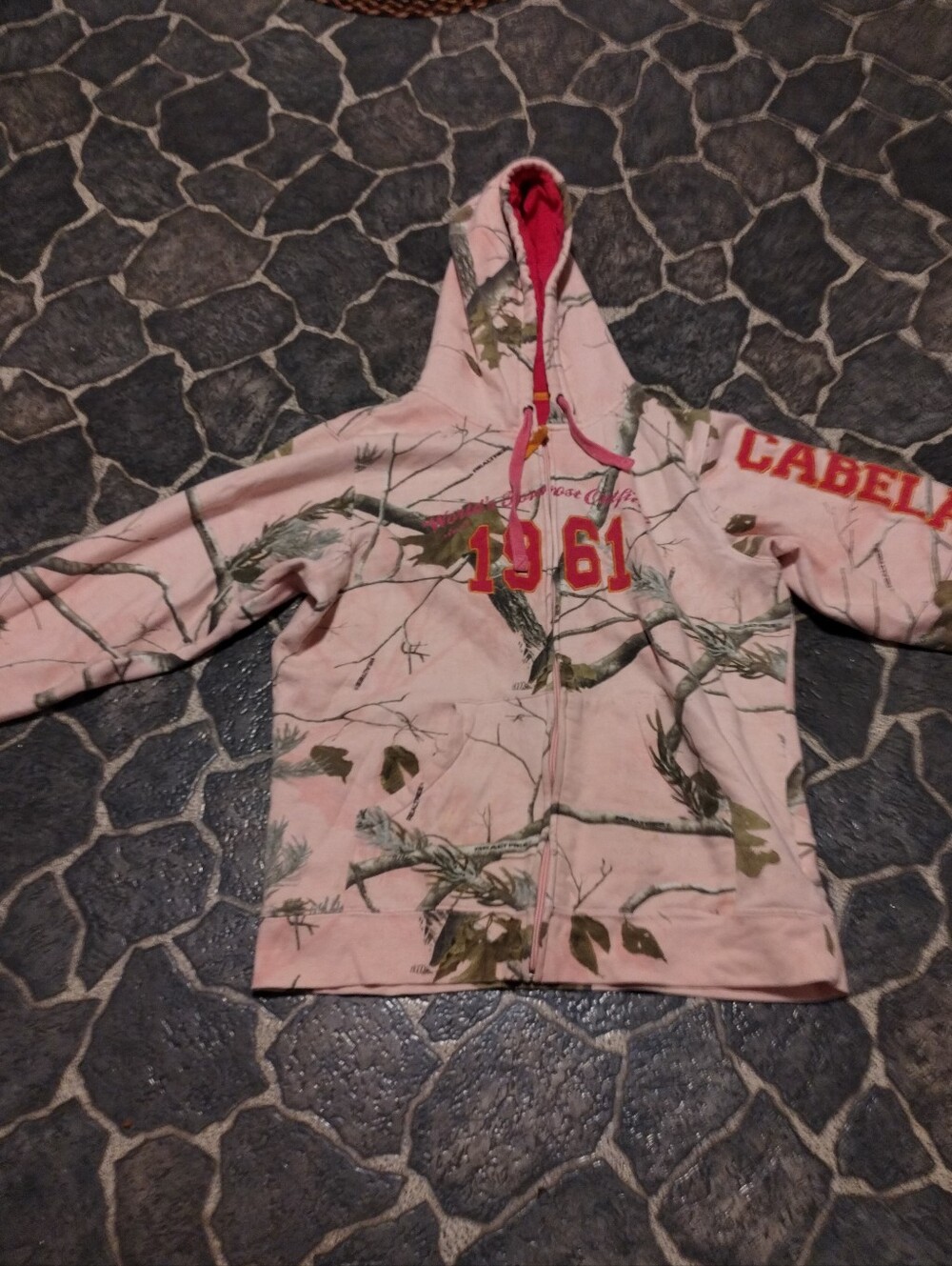 Cabelas women's pink camo full zip hoodie jacket Size XL VINTAGE
